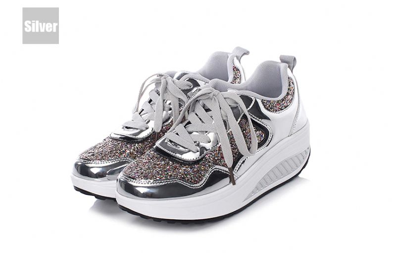 Adonis Naisten Tasainen Platform Patent Sneakers -kengät - Hopea