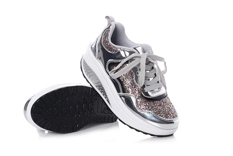Adonis Naisten Tasainen Platform Patent Sneakers -kengät - Hopea