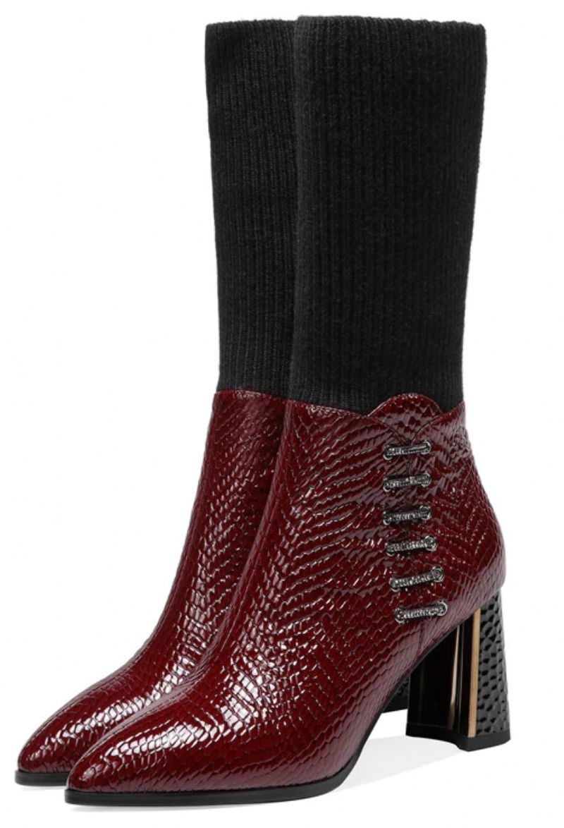 Alarcon Naisten Klassiset Korkokengät - Wine Red No Fur