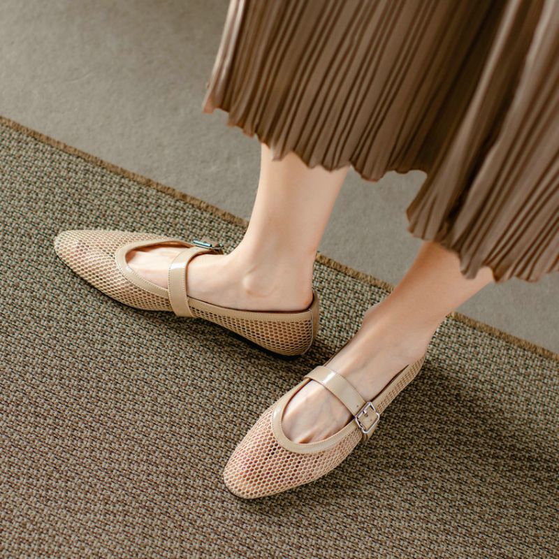 Albania Naisten Rento Mesh Flat - Musta