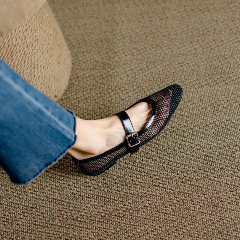 Albania Naisten Rento Mesh Flat - Musta