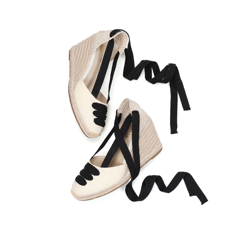 Albertina Naisten Espadrille Wedges -sandaalit - Musta 3In