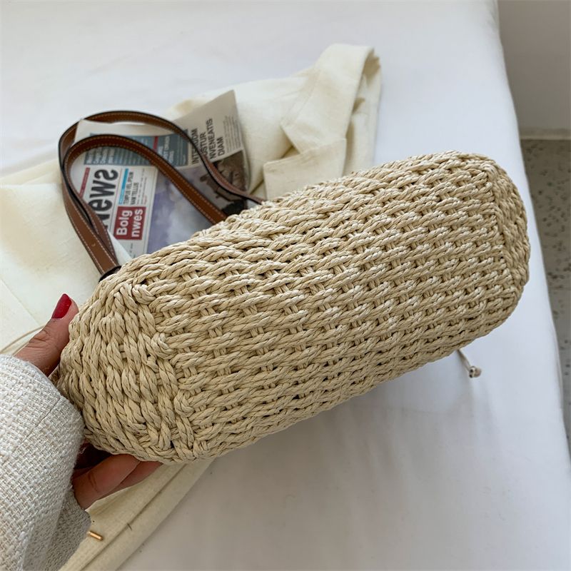 Amaya Naisten Suuri Straw Beach Bucket Käsilaukku - Beige