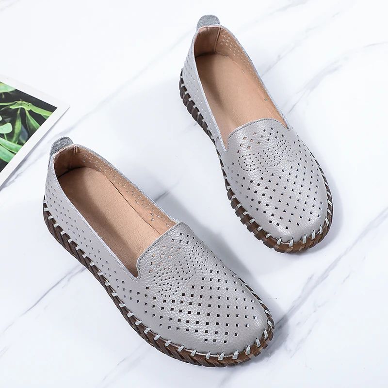 Amelia Naisten Hengittävät Litteät Loaferit - Beige Hollow