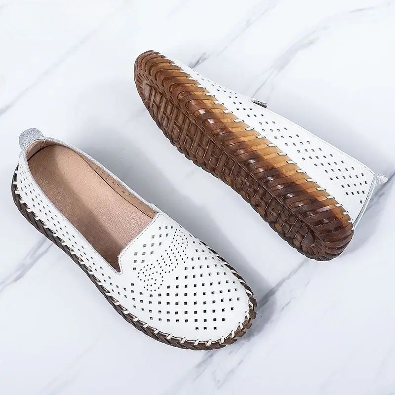 Amelia Naisten Hengittävät Litteät Loaferit - Beige Hollow