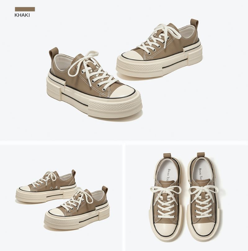 Amelia Naisten Platform Nahkalenkkarit - Khaki