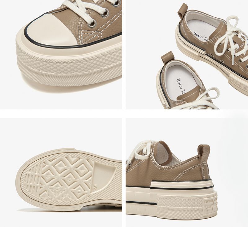 Amelia Naisten Platform Nahkalenkkarit - Khaki