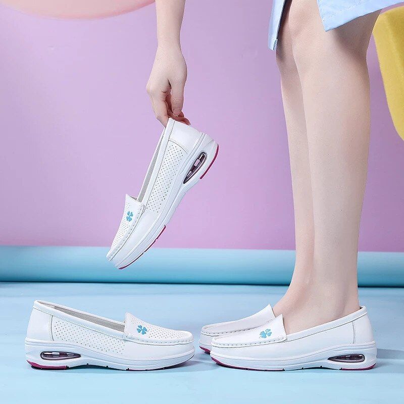 Angelica Naisten Imettävän Pehmeät Slip-on Loafer-kengät - Valkoinen Hollow