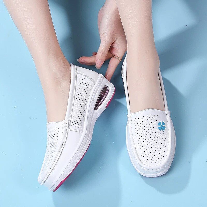 Angelica Naisten Imettävän Pehmeät Slip-on Loafer-kengät - Valkoinen Hollow