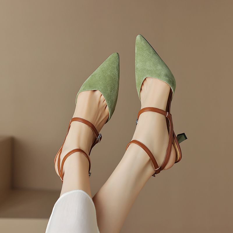 Antonia Naisten Nahkaiset Slingbacks-sandaalit - Vihreä