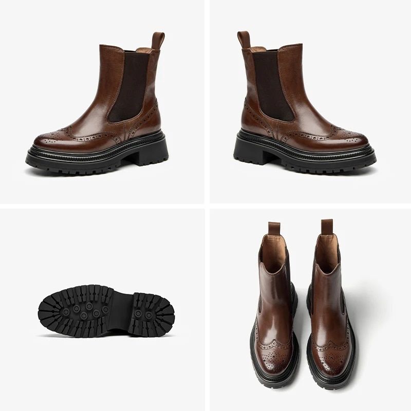 Barbara Naisten Brogue Chelsea -saappaat - Kahvi