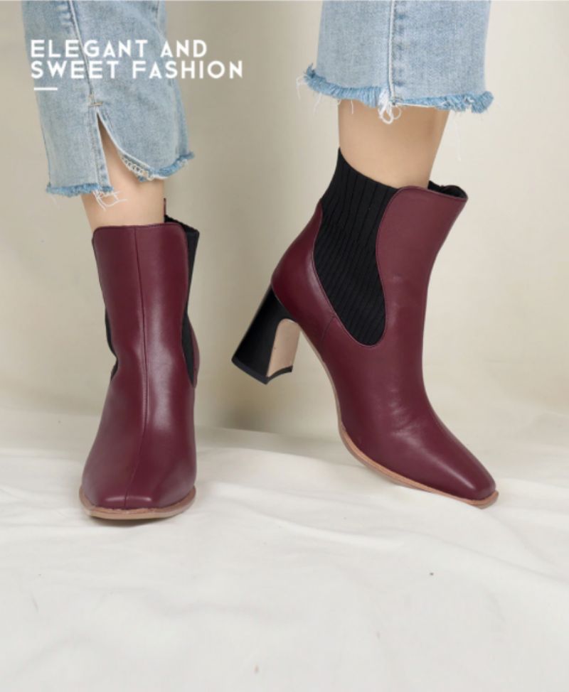 Bety Boots Nilkkakorkeus - Viininpunainen