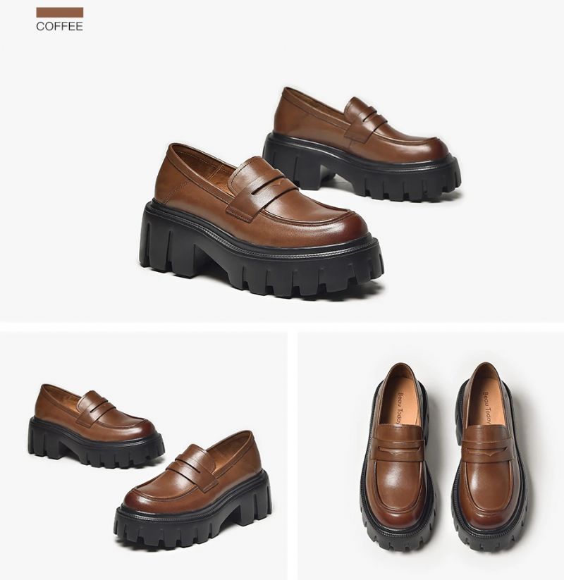 Borysin Naisten Nahkaiset Loafer-kengät - Musta