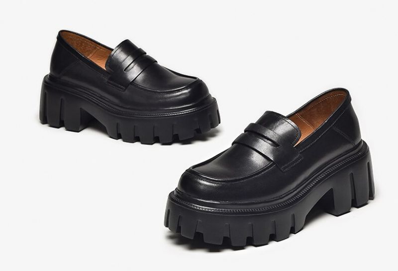 Borysin Naisten Nahkaiset Loafer-kengät - Musta