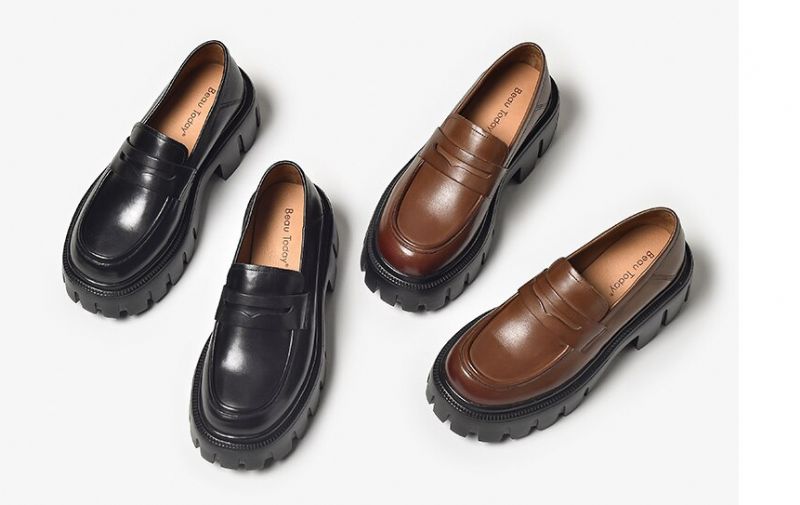 Borysin Naisten Nahkaiset Loafer-kengät - Musta