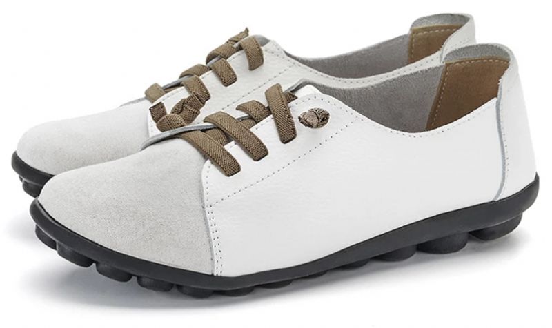 Britany Naisten Nauhalliset Nahkaiset Loafer-kengät - Valkoinen