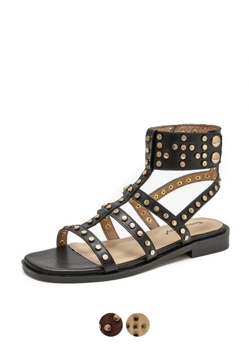 Bryony Naisten Nahkaiset Gladiator Flat Sandaalit