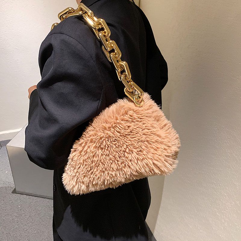 Celeste Naisten Chunky Chain Olkalaukku - Khaki