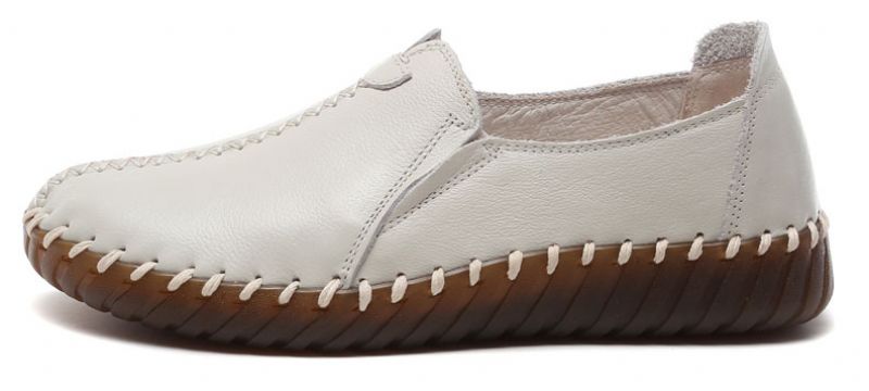 Charis Naisten Litteät Nahkaiset Loafer-kengät - Beige