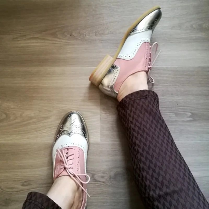 Charly Naisten Oxfords - Hopeavalkoinen Pinkki