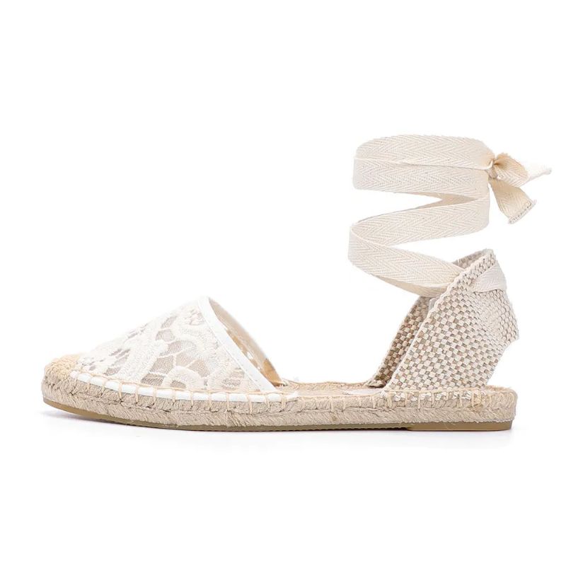 Chelito Naisten Pitsiset Litteät Espadrillit - Valkoinen