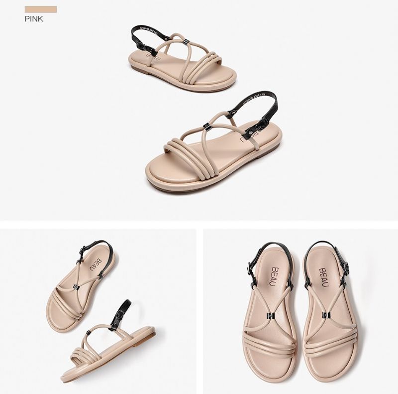 Claritza Naisten Nahkasandaalit - Beige