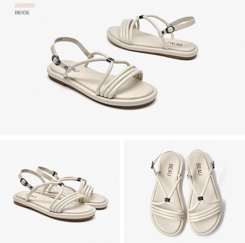 Claritza Naisten Nahkasandaalit - Beige