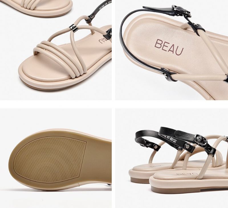 Claritza Naisten Nahkasandaalit - Beige