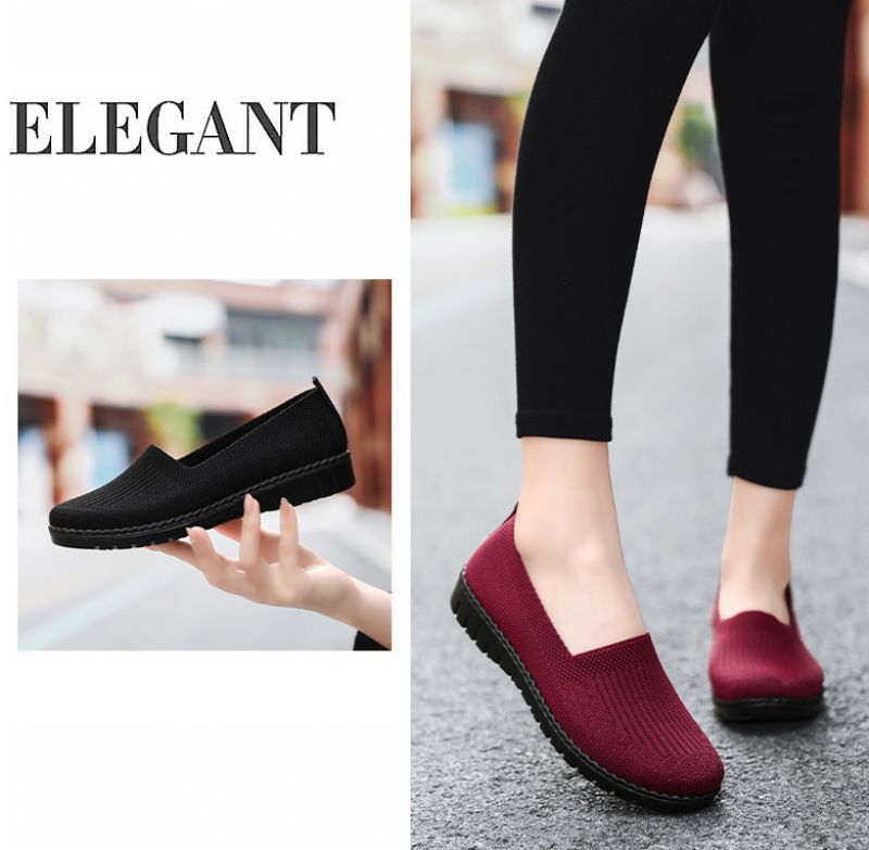 Claudia Naisten Hengittävät Mukavat Slip-on Loafer-kengät - Punainen