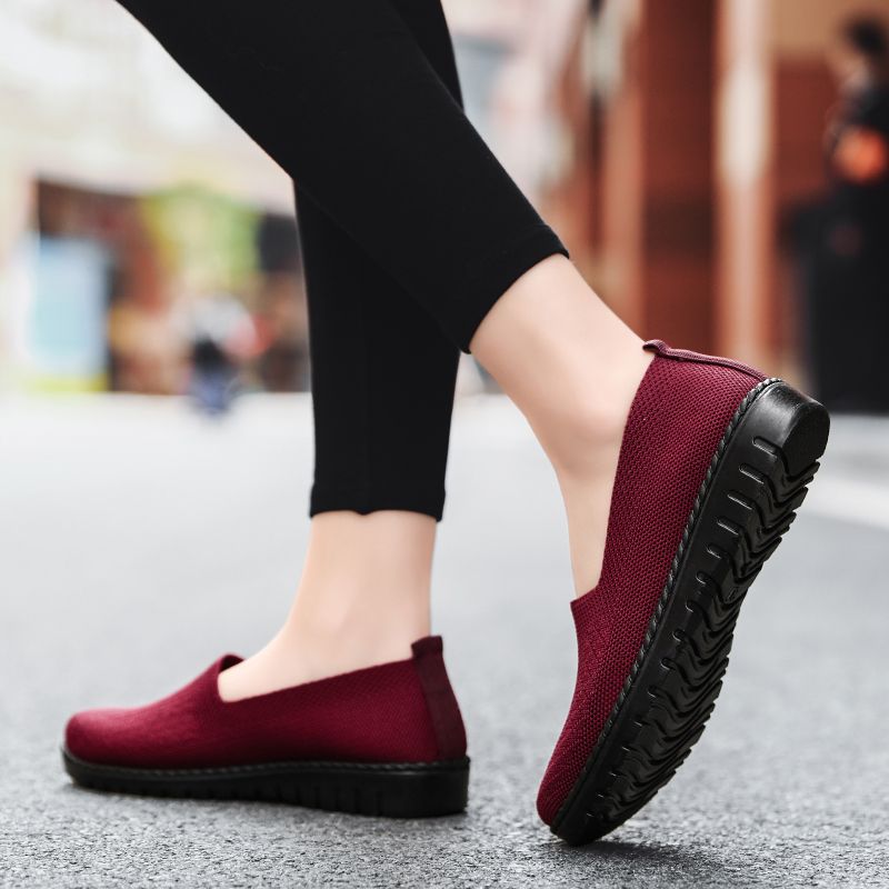Claudia Naisten Hengittävät Mukavat Slip-on Loafer-kengät - Punainen