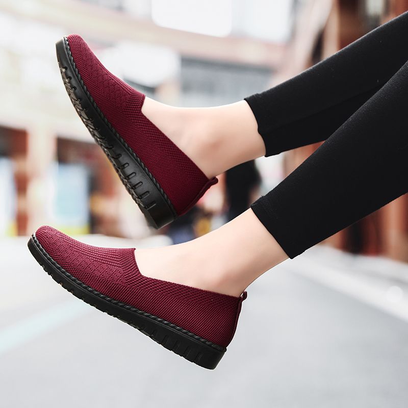 Claudia Naisten Hengittävät Mukavat Slip-on Loafer-kengät - Punainen