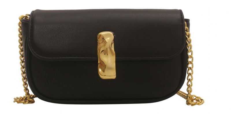Cleo Leather Flap Crossbody Käsilaukku - Musta