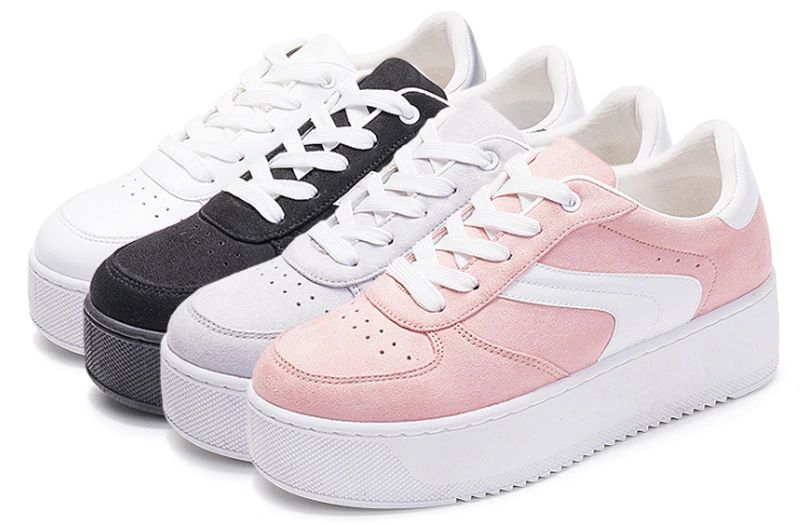 Cleo Naisten Plataform Canvas -nauhalliset Mustat Tennarit - Harmaa