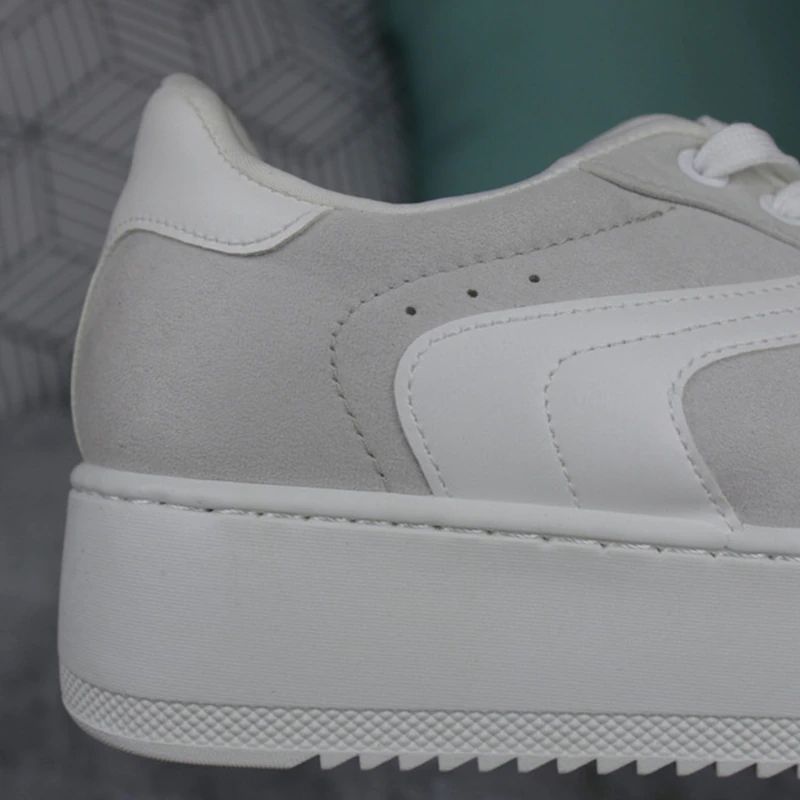 Cleo Naisten Plataform Canvas -nauhalliset Mustat Tennarit - Harmaa
