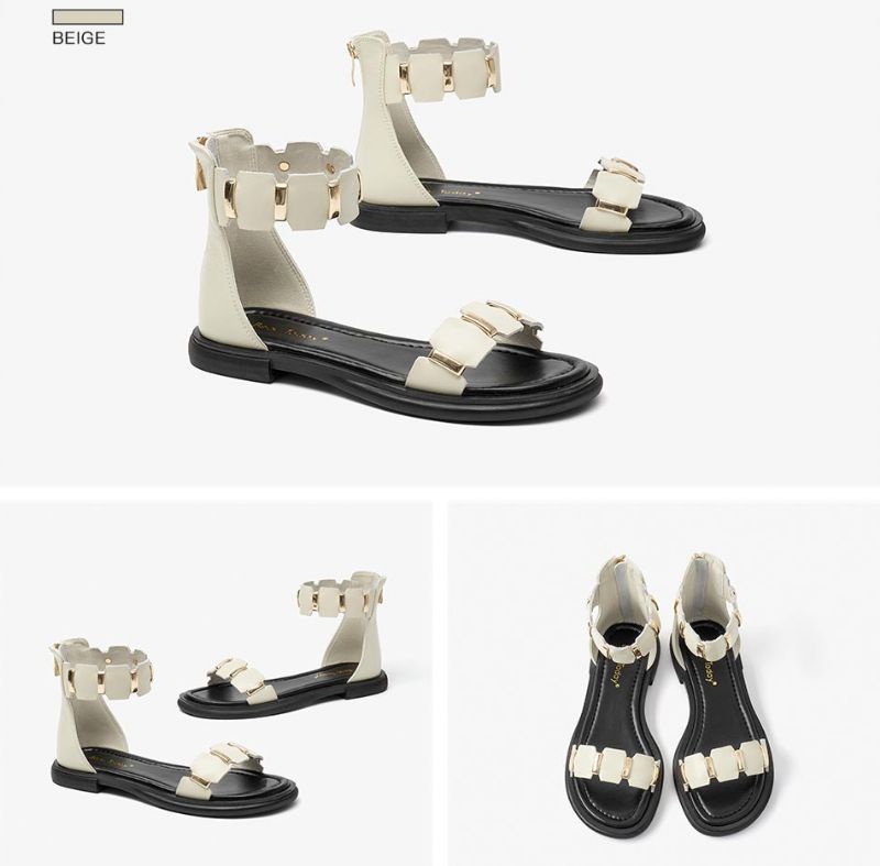 Cornelia Naisten Nahkasandaalit - Beige