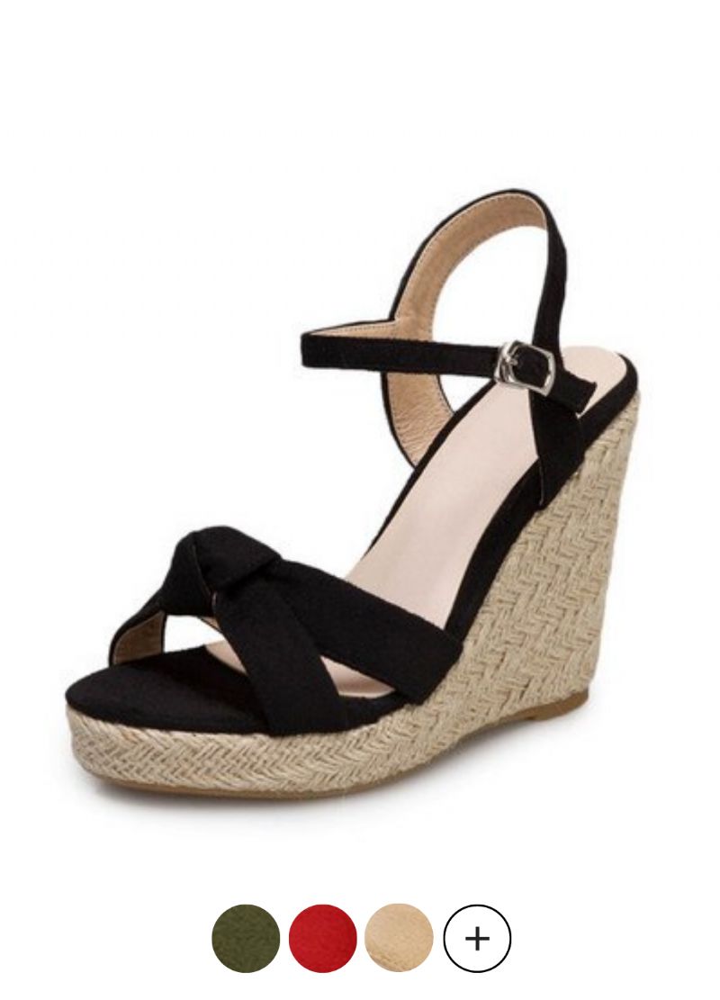 Creta Naisten Elegant Wedge -musta Sandaali