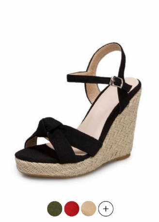 Creta Naisten Elegant Wedge -musta Sandaali