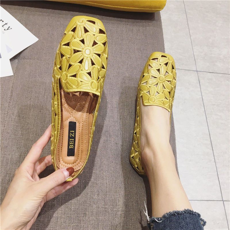 Delu Naisten Nahkaiset Loafer-kengät - Beige Hollow