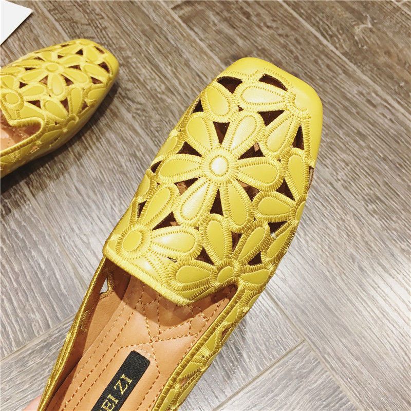 Delu Naisten Nahkaiset Loafer-kengät - Beige Hollow