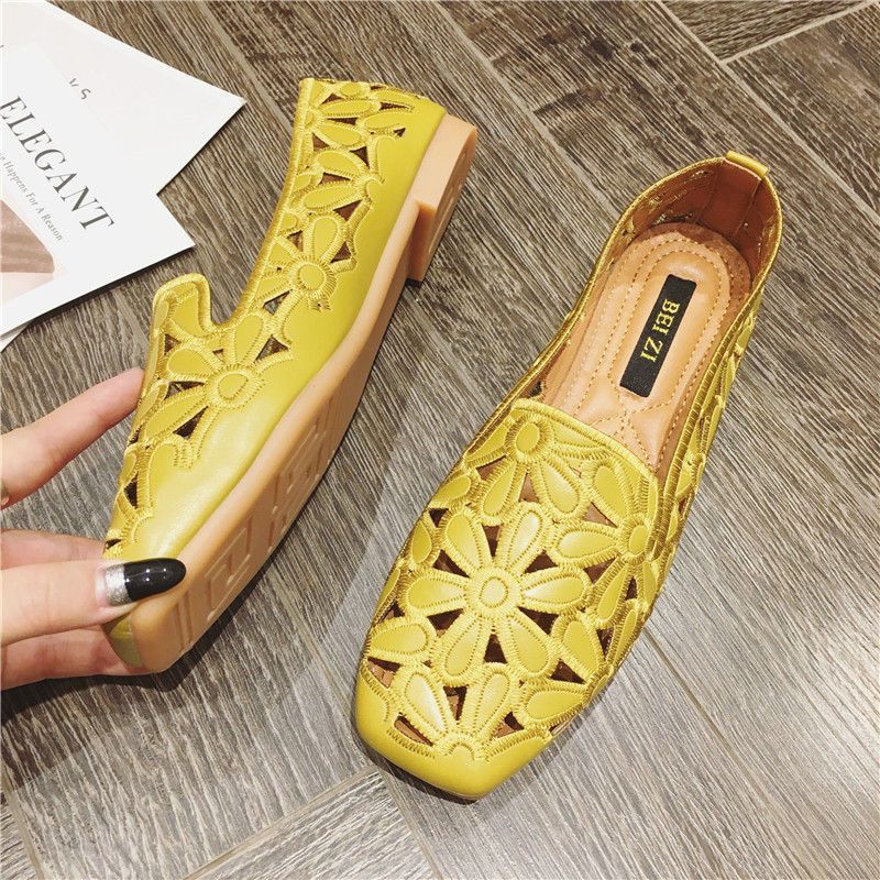 Delu Naisten Nahkaiset Loafer-kengät - Beige Hollow