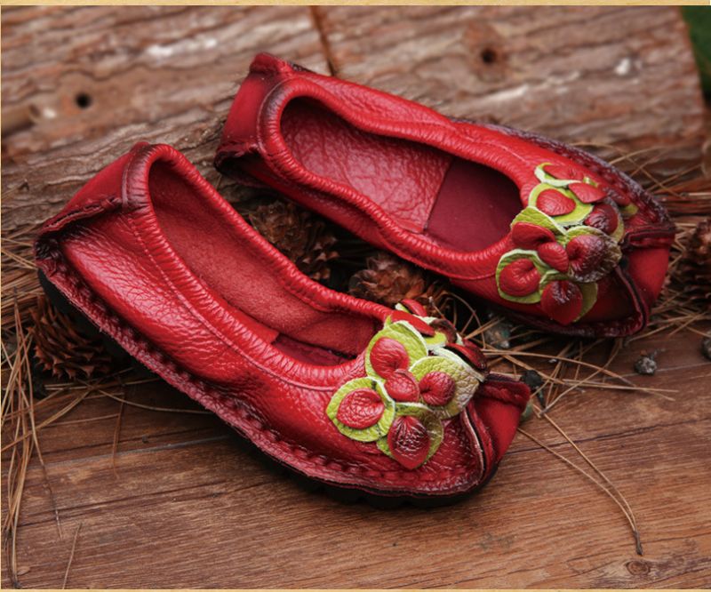 Dina Naisten Litteät Nahkaiset Loafer-kengät - Sininen