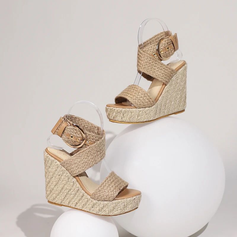 Doris Naisten Wedges Hamppusandaalit - Aprikoosi