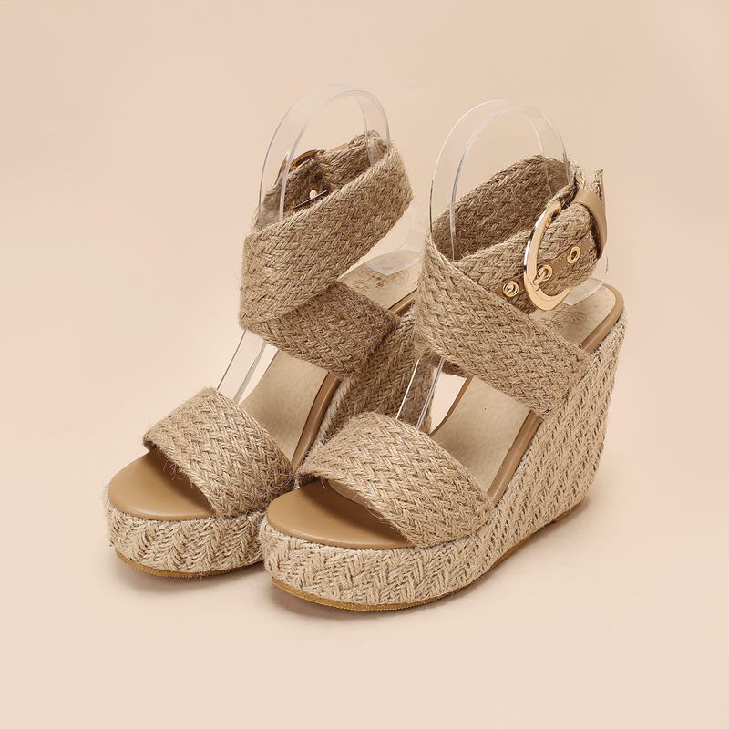 Doris Naisten Wedges Hamppusandaalit - Aprikoosi