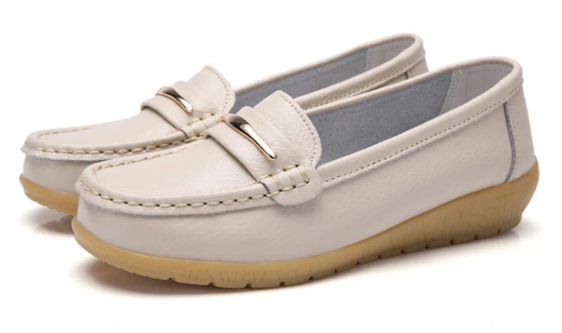 Edna Naisten Aito Nahkakengät Flat Loafer Kevätsyksy - Valkoinen