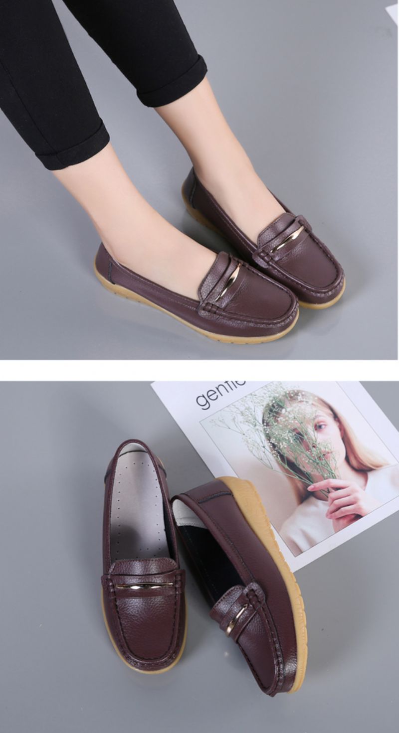 Edna Naisten Aito Nahkakengät Flat Loafer Kevätsyksy - Valkoinen