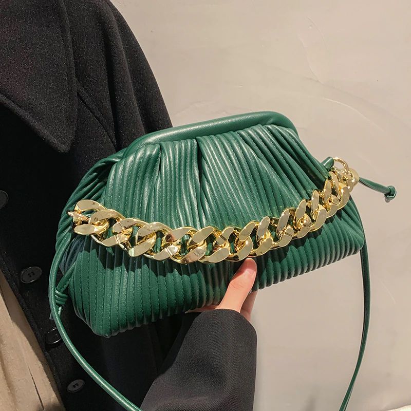 Eimy Naisten Paksuketjuinen Crossbody Käsilaukku - Iso Vihreä