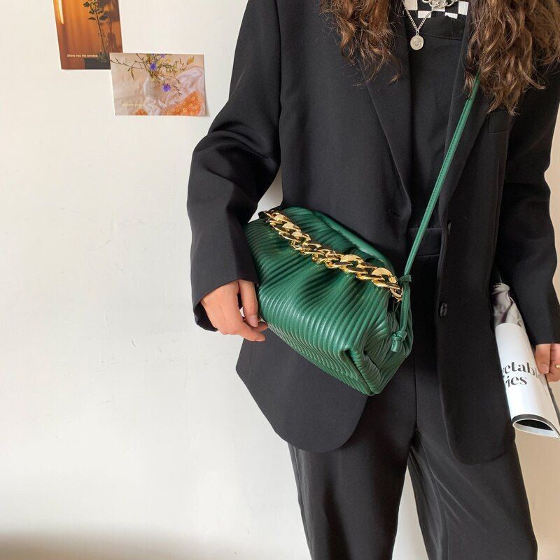 Eimy Naisten Paksuketjuinen Crossbody Käsilaukku - Iso Vihreä