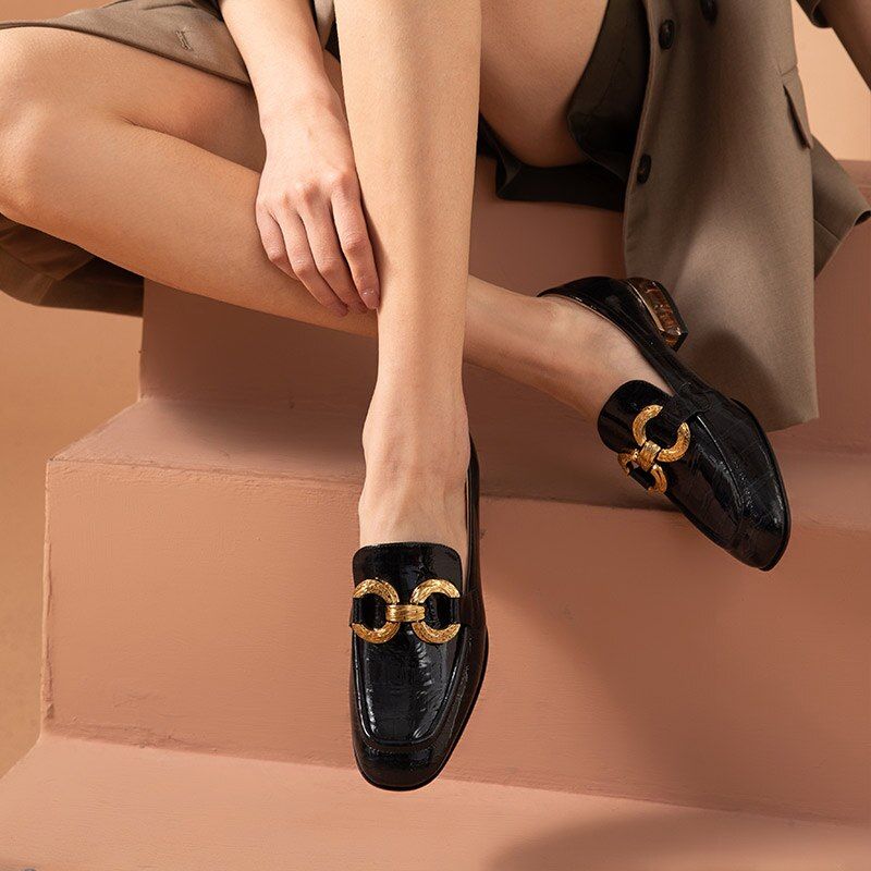 Eleanor Naisten Kiiltonahkaiset Loafer-kengät - Musta