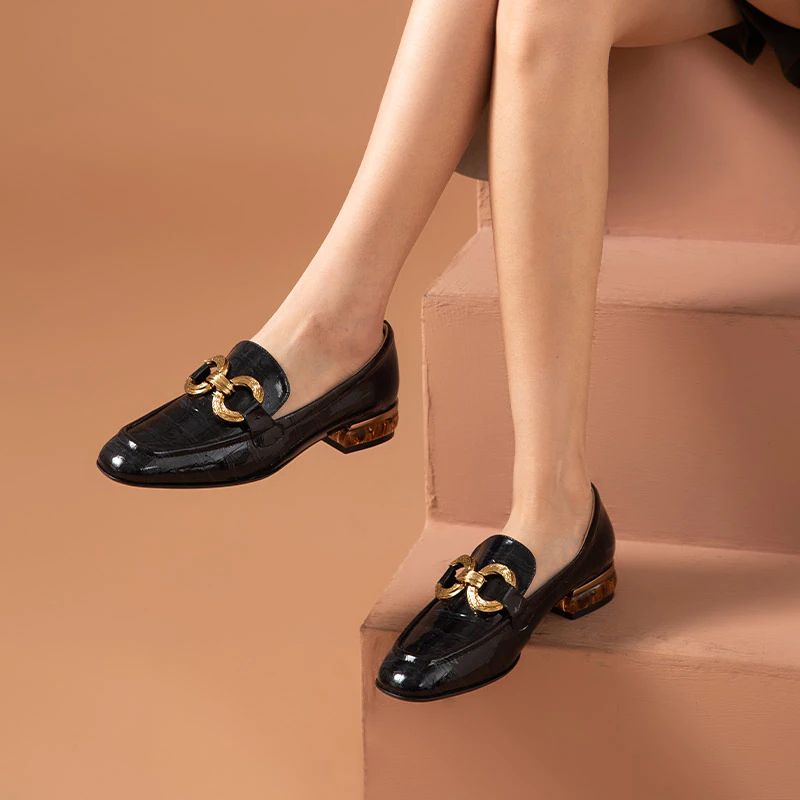 Eleanor Naisten Kiiltonahkaiset Loafer-kengät - Musta