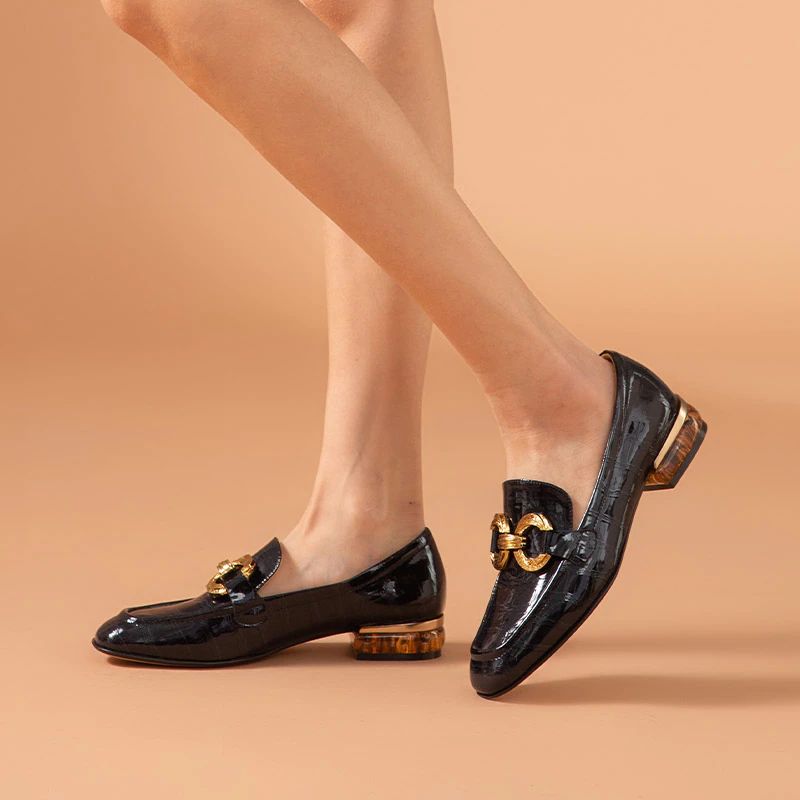 Eleanor Naisten Kiiltonahkaiset Loafer-kengät - Musta